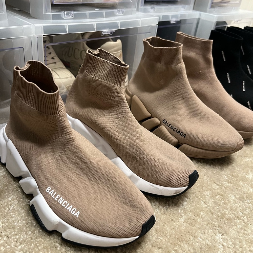 Women’s Balenciaga Speed LT recycled knit sneakers in Beige